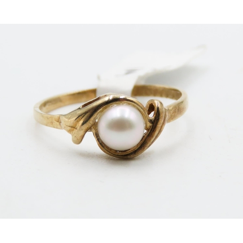 483 - 9 Carat Yellow Gold Pearl Set Ring Size N As New Unworn