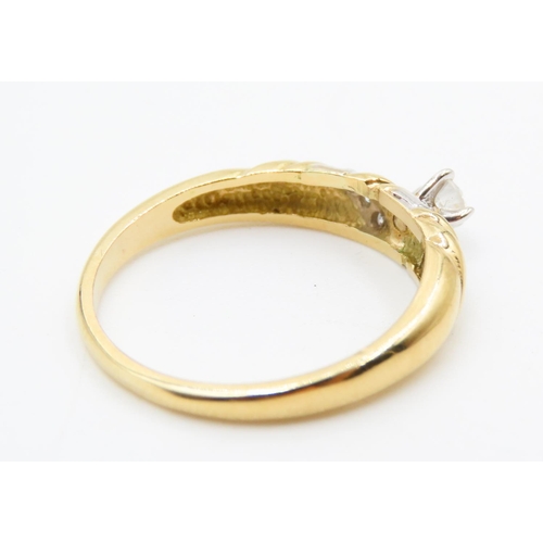 486 - Diamond Solitaire Twist Form Ring Mounted in 18 Carat Yellow Gold Further Diamonds Set to Shoulders ... 