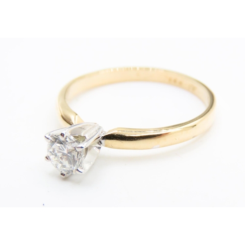 491 - Diamond Solitaire Six Claw Set Mounted in 18 Carat Yellow Gold Ring Size M and a Half As New Unworn