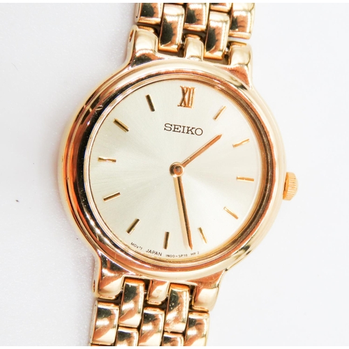 493 - Seiko Ladies Gold Tone Japan Movement Champagne Dial Wristwatch As New Unworn