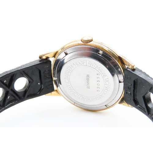 521 - Laco Automatic 570 Wristwatch Gold Filled Case Champagne Dial Glow in The Dark Hands Black Silicone ... 