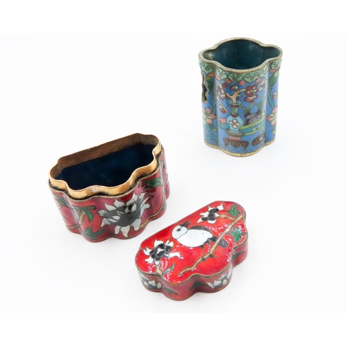 533 - Two Cloisonne Trinket Boxes Highest 4.5cm High