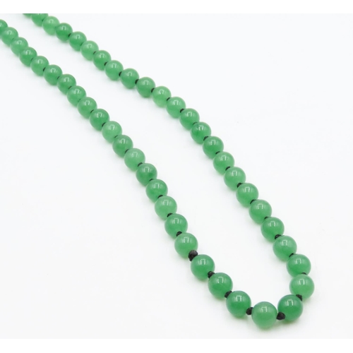 543 - Green Jade Bead String Necklace 68cm Long