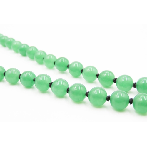 543 - Green Jade Bead String Necklace 68cm Long