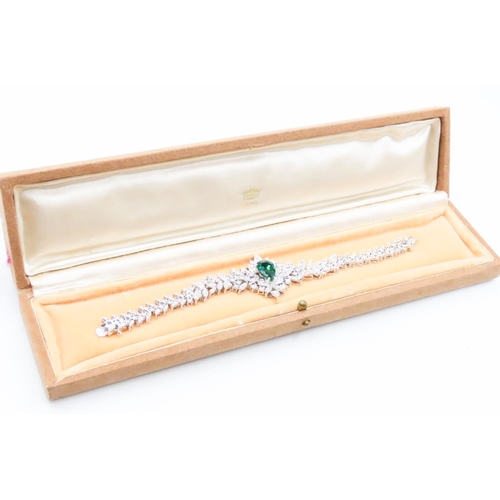 554 - Finely Detailed Pear Cut Tourmaline Principal Stone Diamond Cluster Set Bracelet Mounted in 18 Carat... 