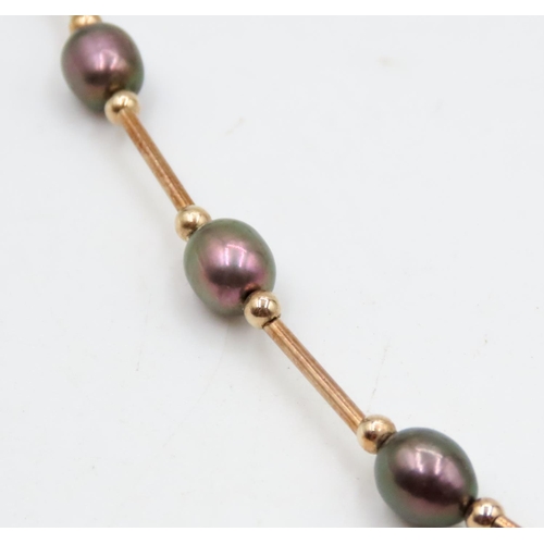 555 - Tahitian Pearl Necklace with 9 Carat Yellow Gold Spacer Beads and 9 Carat Yellow Gold Clasp 44cm Lon... 