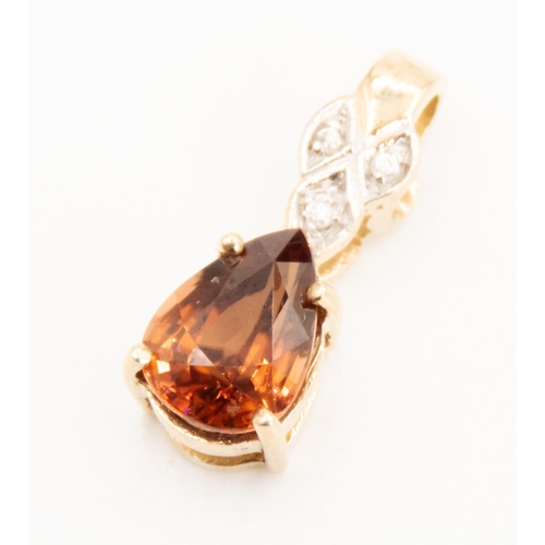 56 - Pear Cut Citrine and Gemstone Pendant Set in 9 Carat Yellow Gold 2cm High