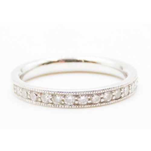 576 - Diamond Half Eternity Ring Mounted in Platinum Band Ring Size I and a Half