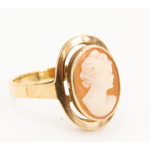 59 - Bezel Set Cameo Ring Mounted in 9 Carat Yellow Gold Ring Size O