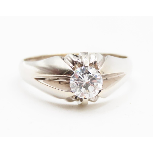 600 - Diamond Solitaire Belcher Set Ring Mounted in 14 Carat White Gold Ring Size U and a Half