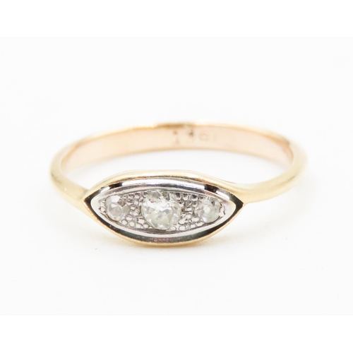 602 - Diamond Three Stone Set Ladies Ring Mounted in 18 Carat Yellow Gold Ring Size K and a Half