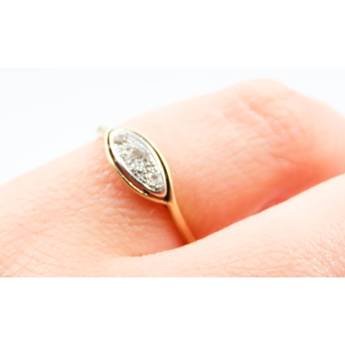 602 - Diamond Three Stone Set Ladies Ring Mounted in 18 Carat Yellow Gold Ring Size K and a Half