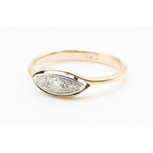 602 - Diamond Three Stone Set Ladies Ring Mounted in 18 Carat Yellow Gold Ring Size K and a Half