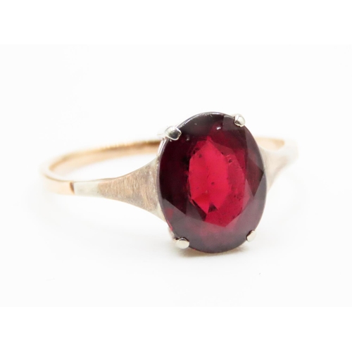 617 - Four Claw Basket Set Red Garnet Single Stone Ring Mounted on 9 Carat Rose Gold Ring Size P and a Hal... 