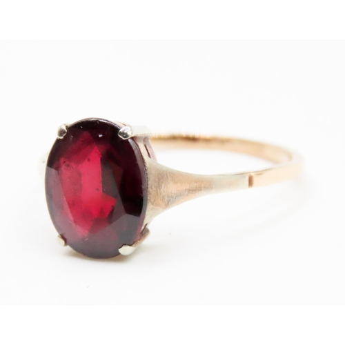 617 - Four Claw Basket Set Red Garnet Single Stone Ring Mounted on 9 Carat Rose Gold Ring Size P and a Hal... 