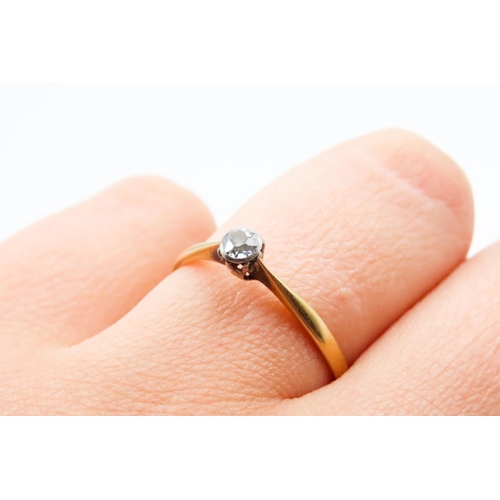 624 - Diamond Solitaire Ring Set in Platinum Mounted on 18 Carat Yellow Gold Ring Size P