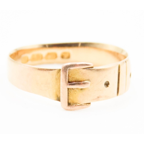 630 - 18 Carat Yellow Gold Buckle Motif Ring Size Q