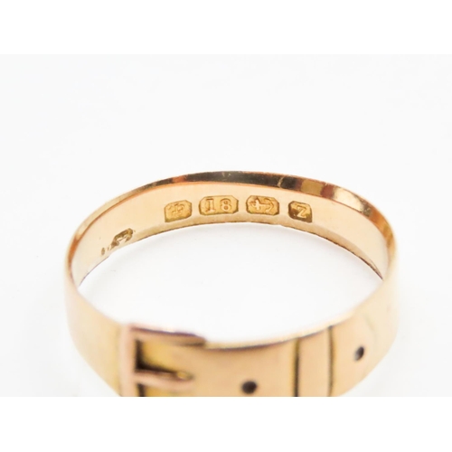 630 - 18 Carat Yellow Gold Buckle Motif Ring Size Q