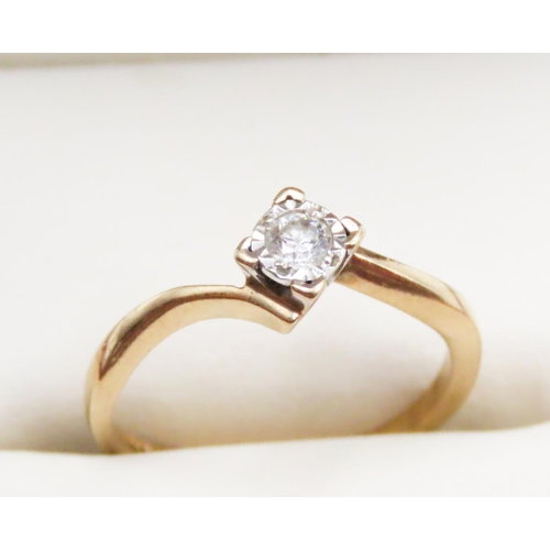 633 - Diamond Solitaire Rub over Set Ring Mounted in 9 Carat Yellow Gold Ring Size K and a Half