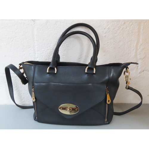 638 - Ladies Leather Mulberry Navy Handbag