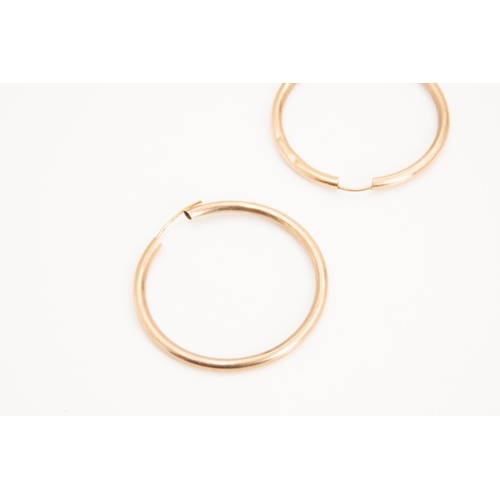 72 - Pair of 9 Carat Yellow Gold Ladies Hoop Earrings 3cm Diameter