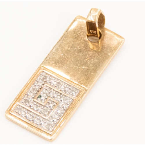 73 - Diamond Set Geometric Form Pendant Mounted in 9 Carat Yellow Gold 3cm High