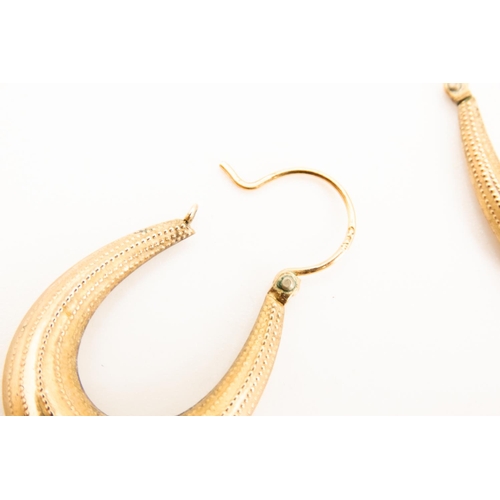 77 - Pair of 9 Carat Yellow Gold Oval Hoop Earrings 3cm High