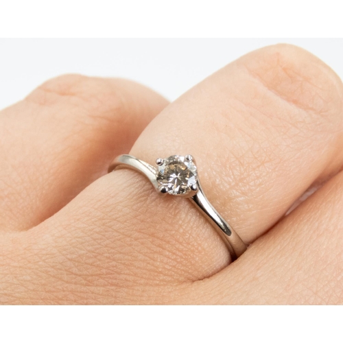 88 - Diamond Solitaire Ring Four Claw Set in 18 Carat White Gold Ring Size M