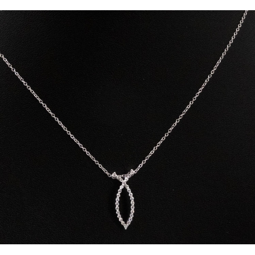 9 - Diamond Set Ribbon Form Pendant Mounted in 18 Carat White Gold 2cm High Further Set on 18 Carat Whit... 