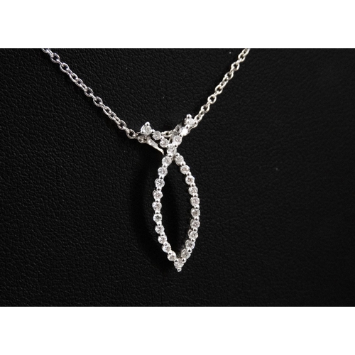 9 - Diamond Set Ribbon Form Pendant Mounted in 18 Carat White Gold 2cm High Further Set on 18 Carat Whit... 