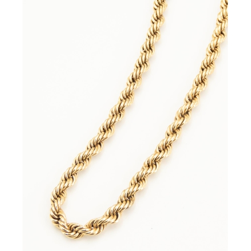 93 - 9 Carat Yellow Gold Rope Chain Necklace 54cm Long  6mm Wide