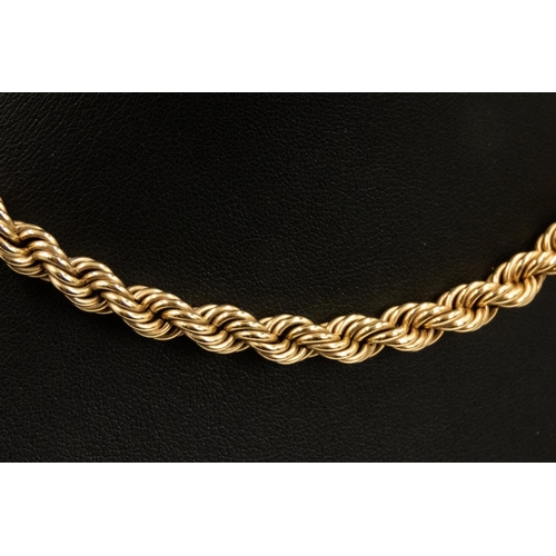 93 - 9 Carat Yellow Gold Rope Chain Necklace 54cm Long  6mm Wide