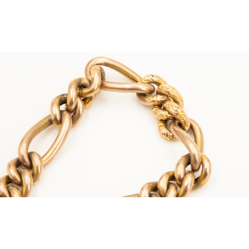 94 - 9 Carat Rose Gold Figaro Link Bracelet with Yellow Gold Incised Detailing Heart Form Clasp 18.5cm Lo... 