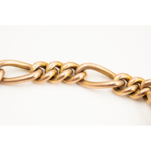 94 - 9 Carat Rose Gold Figaro Link Bracelet with Yellow Gold Incised Detailing Heart Form Clasp 18.5cm Lo... 