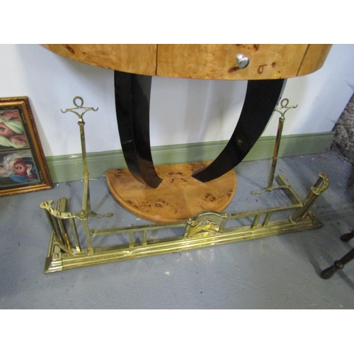 1000 - Cast Brass Fire Fender with Integral Side Rests Approximately 4ft Wide