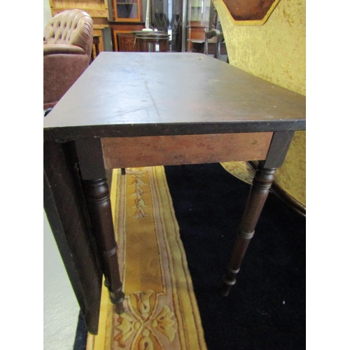 1004 - George III Mahogany Table Single Drop Leaf End Turned Supports Approximately 50 Long