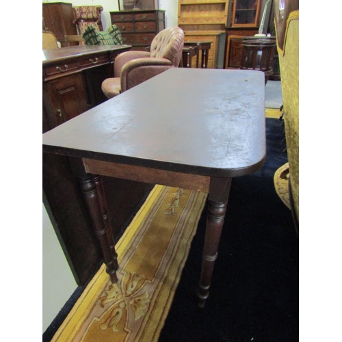 1004 - George III Mahogany Table Single Drop Leaf End Turned Supports Approximately 50 Long