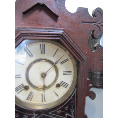 1009 - Gingerbread Mantle Clock Roman Numeral Decorated Dial Approximately 20 Inches High