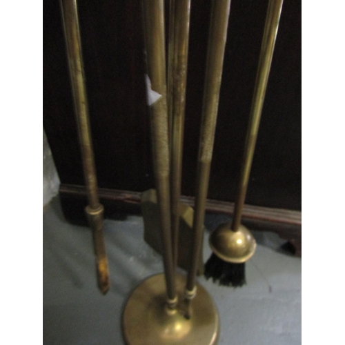 1016 - Cast Brass Chippendale Claw and Ball Fireside Set with Integral Rest Full Size