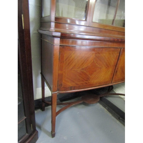 1017 - Antique Mahogany and Satinwood Astral Glazed Twin Door Display Cabinet Approximately 4ft 4 Inches Wi... 