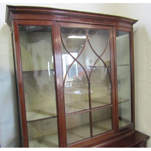 1017 - Antique Mahogany and Satinwood Astral Glazed Twin Door Display Cabinet Approximately 4ft 4 Inches Wi... 