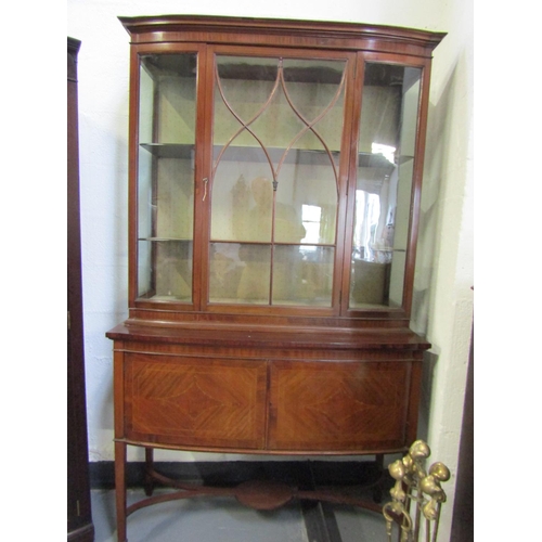 1017 - Antique Mahogany and Satinwood Astral Glazed Twin Door Display Cabinet Approximately 4ft 4 Inches Wi... 