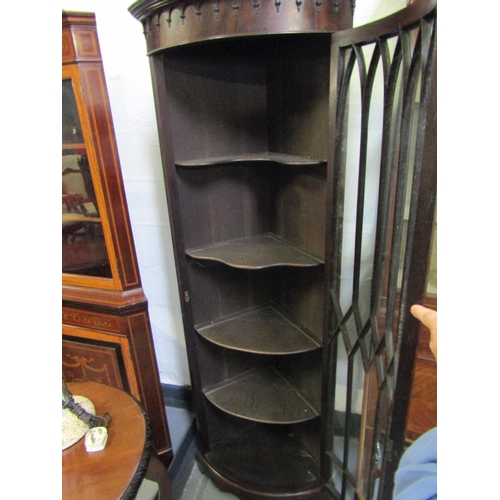 1018 - Corner Cabinet Mahogany Astral Glazed Full Length Door Five Shelves Contained Within Approximately 6... 