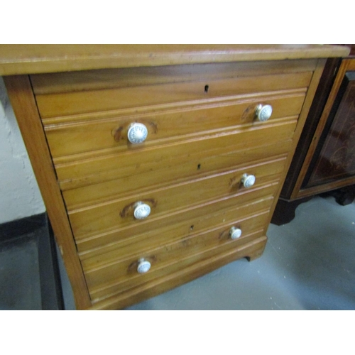 1024 - Pine Chest of Three Long Drawers Approximately 32 Inches Wide x 29 Inches High