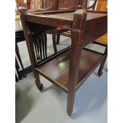 1026 - Hostess Two Tier Mahogany Trolley Approximately 28 Inches Wide x 28 Inches High