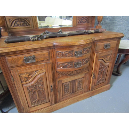 1032 - Victorian Sideboard Mirrored Back Cupboard Doors and Drawers to Base Approximately 6ft Wide x 7ft 10... 