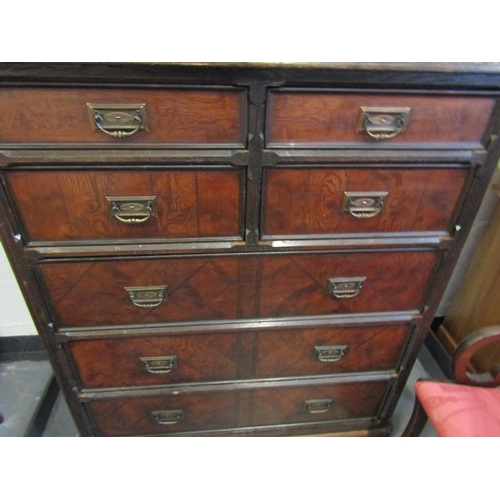 1045 - Victorian Pine Chest of Two Short and Four Long Drawers Panelled Sides and Front Approximately 44 In... 