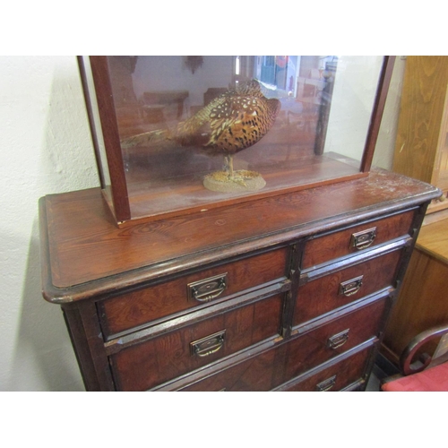 1045 - Victorian Pine Chest of Two Short and Four Long Drawers Panelled Sides and Front Approximately 44 In... 