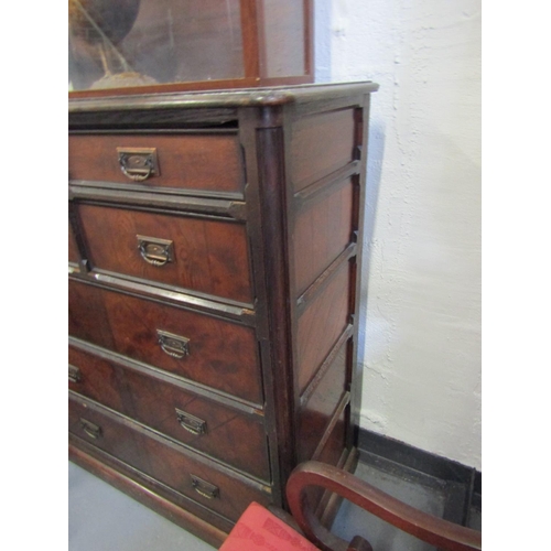 1045 - Victorian Pine Chest of Two Short and Four Long Drawers Panelled Sides and Front Approximately 44 In... 