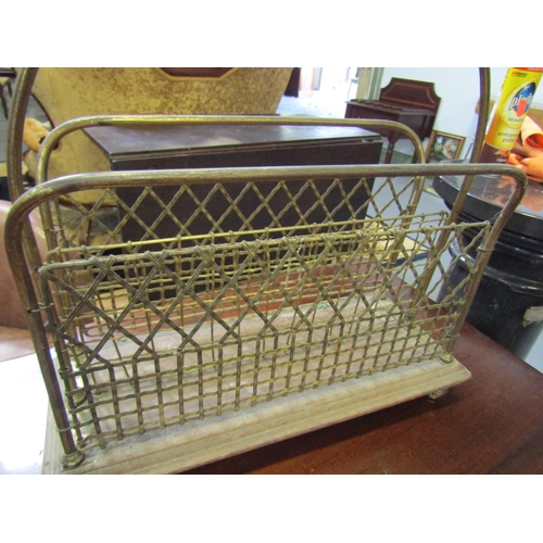 1052 - Edwardian Brass Bound Table or Desktop Magazine Rack 12 Inches Wide x 15 Inches High Approximately